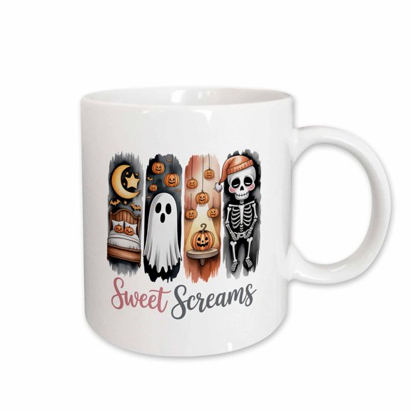 3drose, Sweet Screams. Gorgeous Brushstroke Art. Adorable Halloween Gift, 11oz Mug