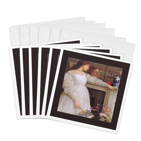 3drose, Symphony in White No 2 the Little White Girl by James Abbott Mcneill Whistler, 6 Greeting Cards with Envelopes