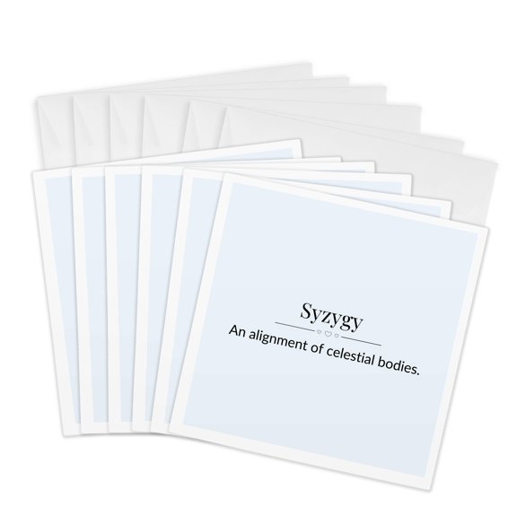 3drose, Syzygy and Its Meaning Typography, 6 Greeting Cards with Envelopes