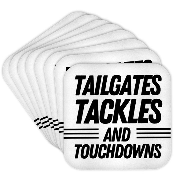 3drose, Tailgates Tackles and Touchdowns American Football Gift for Players and Fans, Set of 8 Coasters - Cork