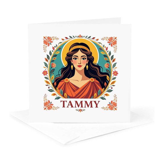 3drose, Tammy Female Name and Beautiful Goddess. Chic Personal Gift for Woman, 1 Greeting Card with Envelope