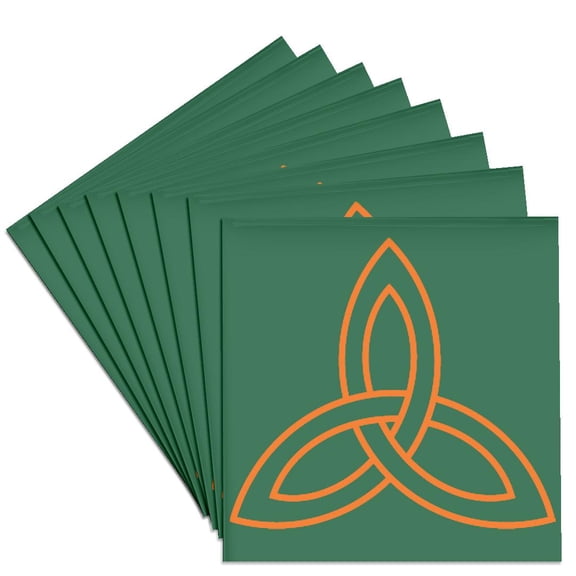 3drose, Tangerine Celtic Design on a Teal Background, Set of 8 Ceramic Tile Coasters