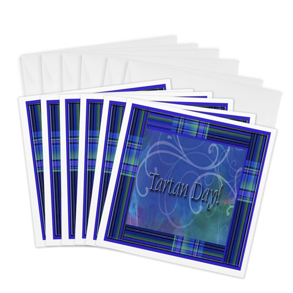 3drose, Tartan Day Plaid, 6 Greeting Cards with Envelopes