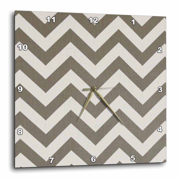 3drose, Taupe Zig Zag Stripes, 10x10 Wall Clock