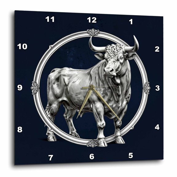3drose, Taurus Zodiac Bull Celestial Vintage Astrology Art, 15x15 Wall Clock