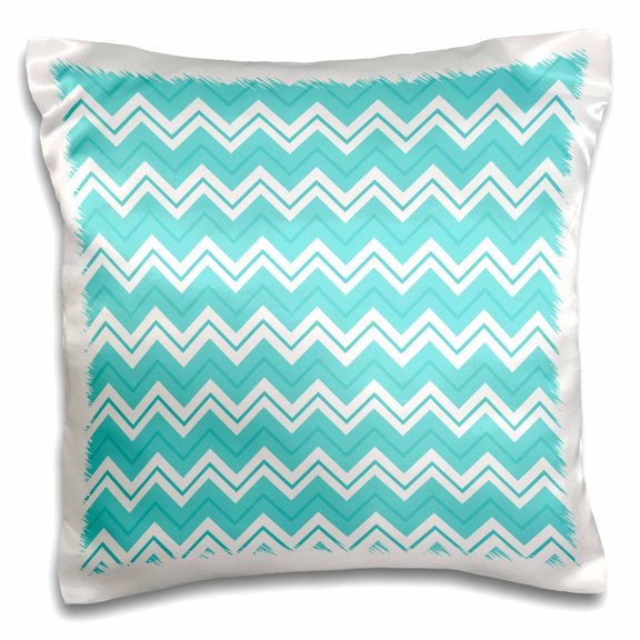3drose, Teal Blue Chevron Zigzag Pattern, 16x16 inch Pillow Case