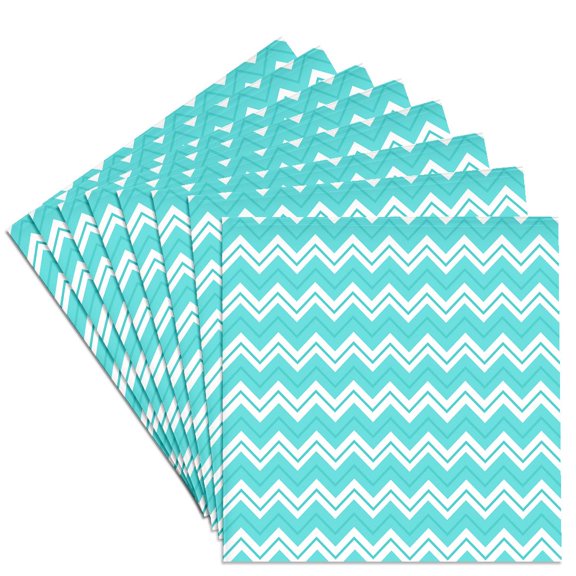 3drose, Teal Blue Chevron Zigzag Pattern, Set of 8 Ceramic Tile Coasters