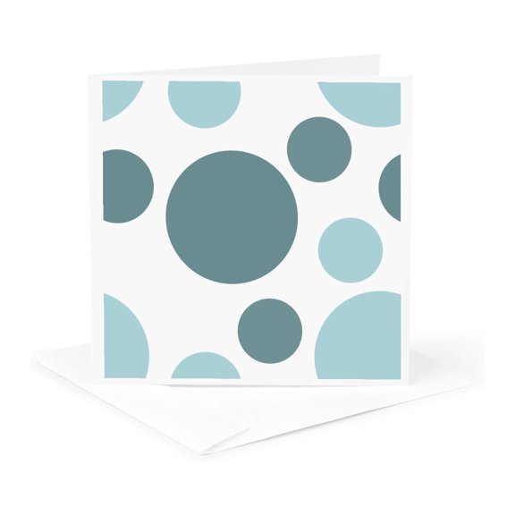 3drose, Teal Blue Dots, 1 Greeting Card with Envelope