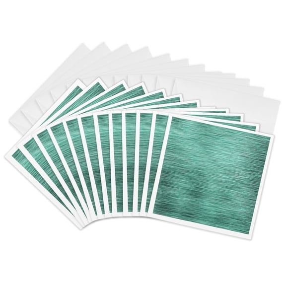 3drose, Teal Scratched Metal Effect Texture, 12 Greeting Cards with Envelopes