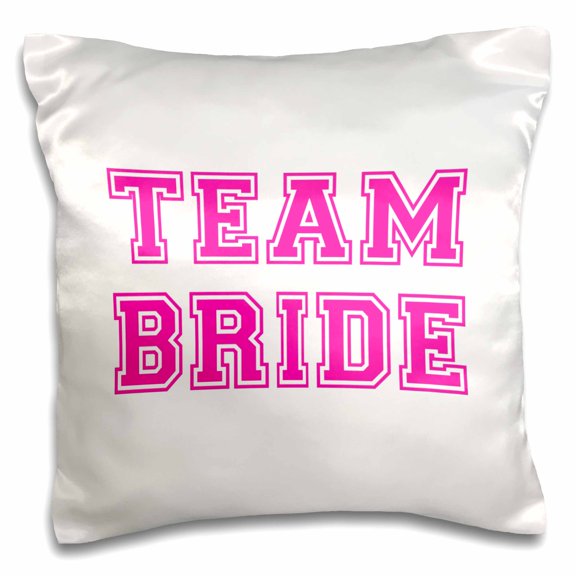 3drose, Team Bride - Girly Hot Pink Text on White - Bachelorette Party or Hen Night Gifts - Pre-wedding Fun, 16x16 inch Pillow Case