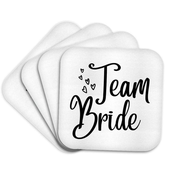 3drose, Team Bride Wedding Gift Honeymoon and Bridal Shower Gift, Set of 4 Coasters - Cork