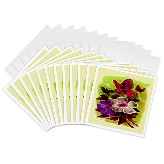 3drose, Tearose Butterfly E, 12 Greeting Cards with Envelopes
