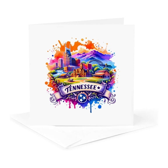 3drose, Tennessee State. Usa. Landmarks and Colorful Landscapes. Stunning Art, 1 Greeting Card with Envelope