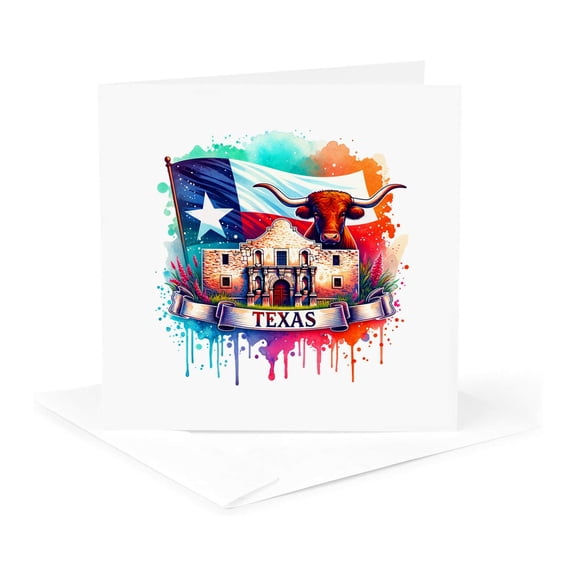 3drose, Texas State. Usa. Landmarks and Colorful Landscapes. Splendid Gift, 1 Greeting Card with Envelope