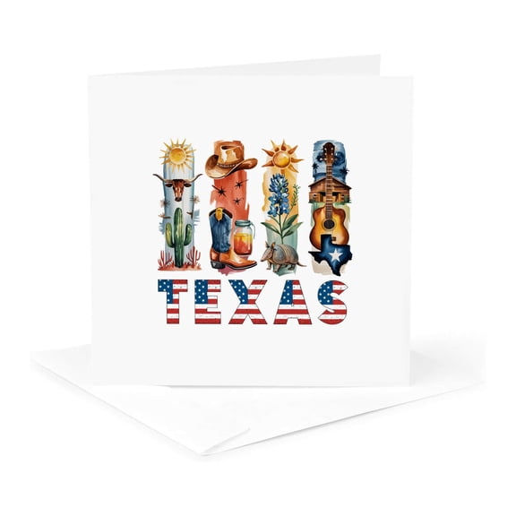 3drose, Texas State. Usa. Local Aspects. Splendid Travel Gift, Art Souvenir, 1 Greeting Card with Envelope