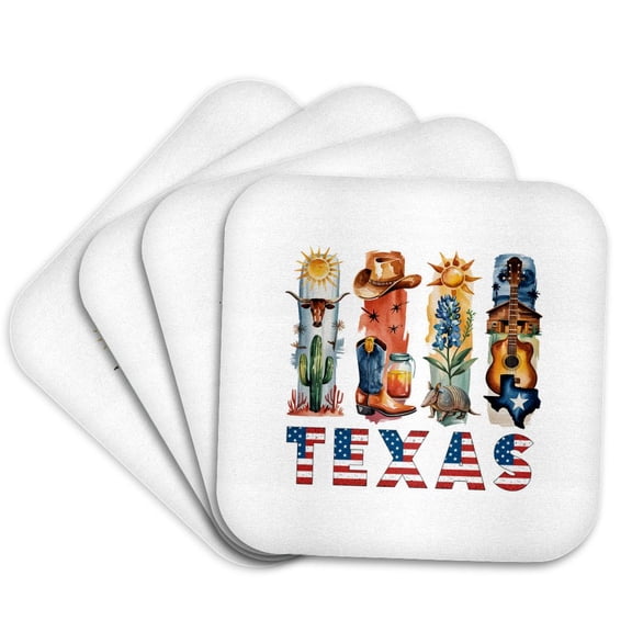 3drose, Texas State. Usa. Local Aspects. Splendid Travel Gift, Art Souvenir, Set of 4 Coasters - Soft