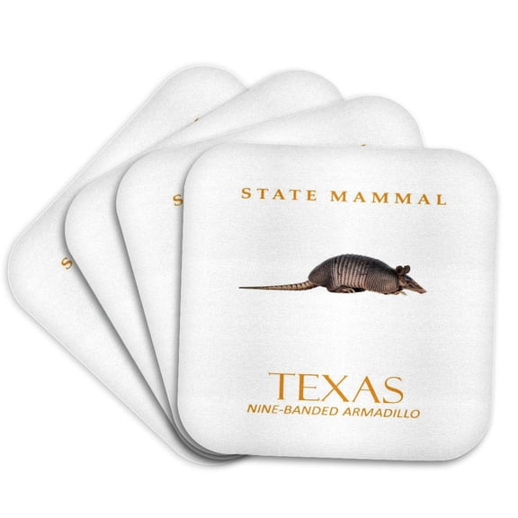 3drose, Texas Territory Nine Banded Armadillo, Set of 4 Coasters - Soft