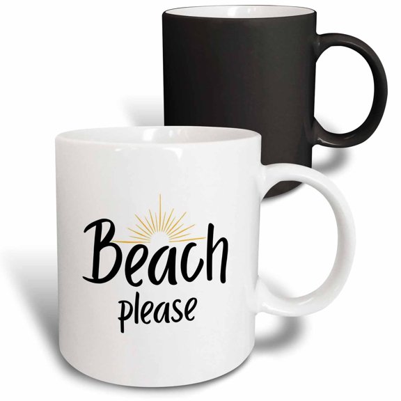 3drose, Text of Beach Please, 11oz Magic Transforming Mug