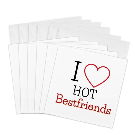 3drose, Text of I Love Hot Bestfriend, 6 Greeting Cards with Envelopes
