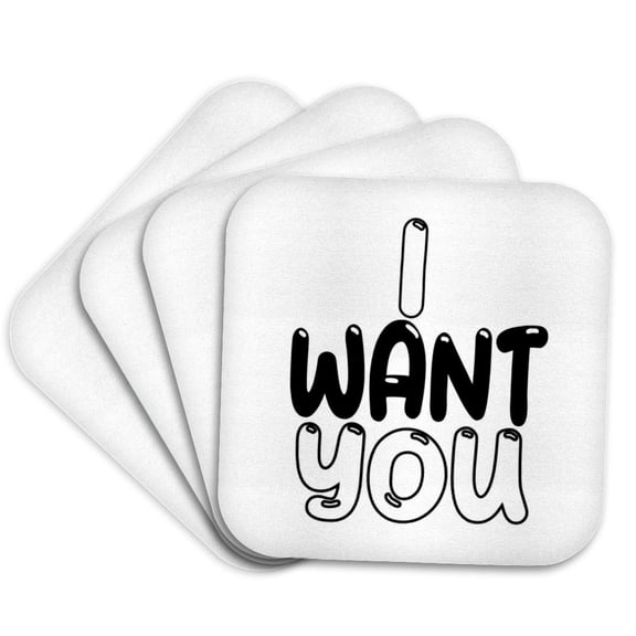3drose, Text of I Want You Typography, Set of 4 Coasters - Soft