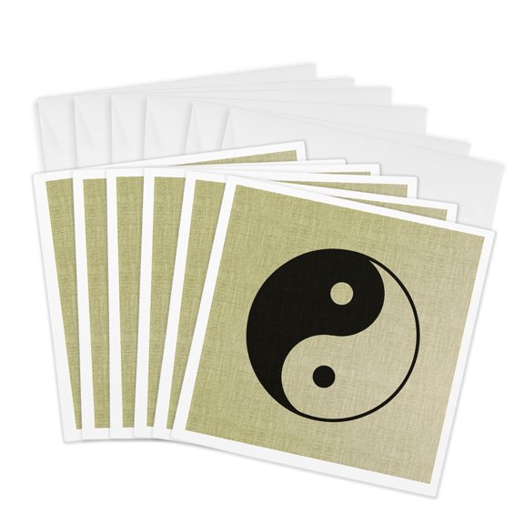 3drose, Textured Zen Yin Yang- Spirituality, 6 Greeting Cards with Envelopes