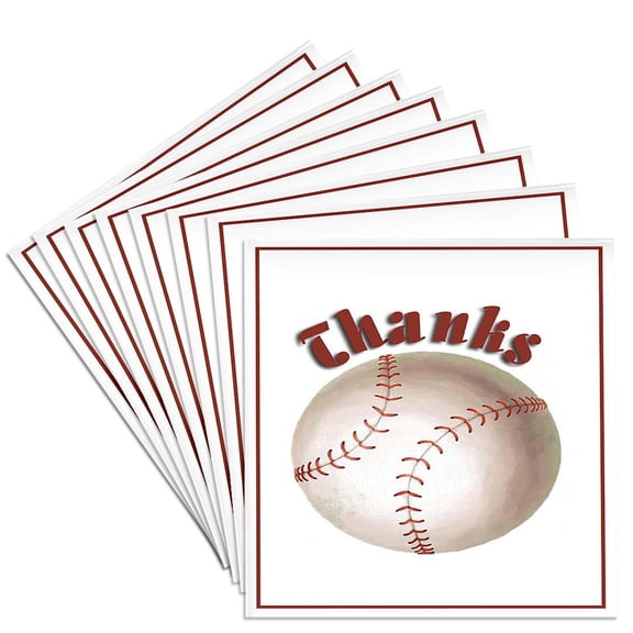 3drose, Thanks, Baseball, Set of 8 Ceramic Tile Coasters