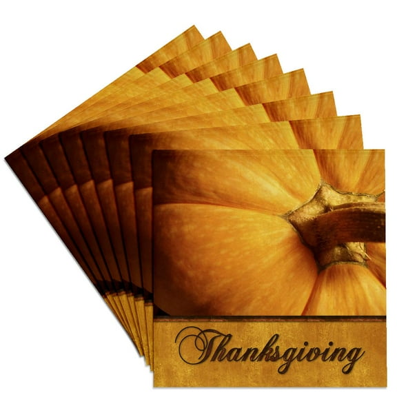 3drose, Thanksgiving Pumpkin in Golds, Set of 8 Ceramic Tile Coasters