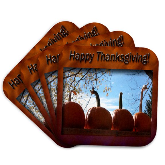 3drose, Thanksgiving Pumpkins, Set of 4 Coasters - Soft