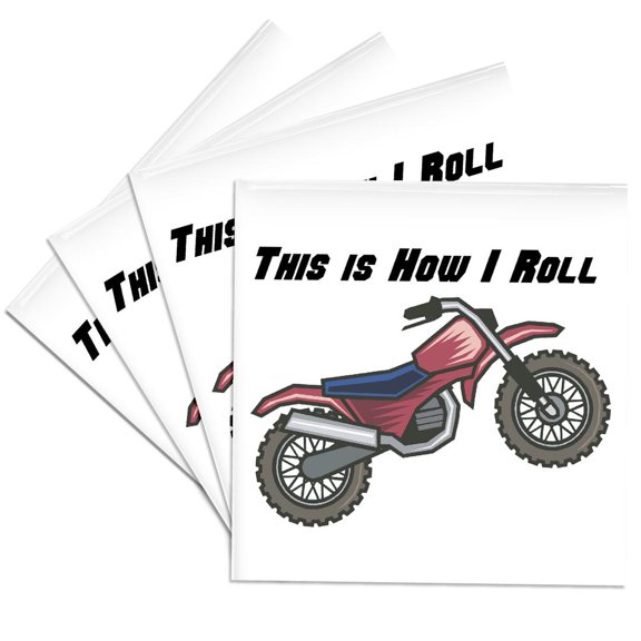 3drose, This Is How I Roll Dirt Bike Design, Set of 4 Ceramic Tile Coasters