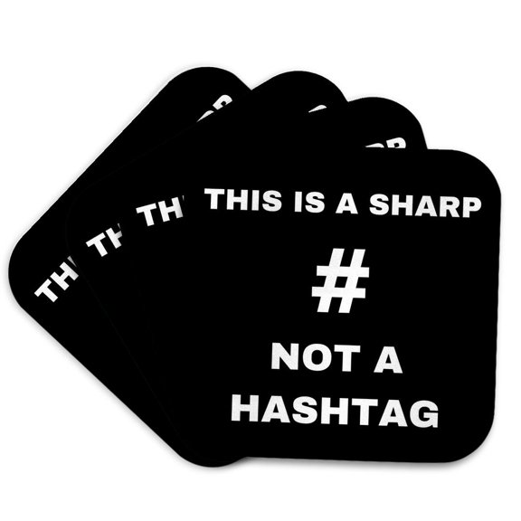 3drose, This Is a Sharp Not a Hashtag, Set of 4 Coasters - Cork