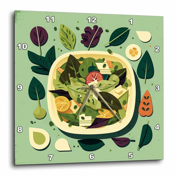 3drose, This Salad Art Is Steeped in Mid-century Elegance, 10x10 Wall Clock
