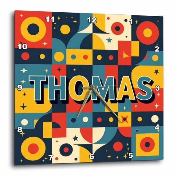 3drose, Thomas Male Name. the Geometrical Abstract Art Background. Funny Gift, 15x15 Wall Clock