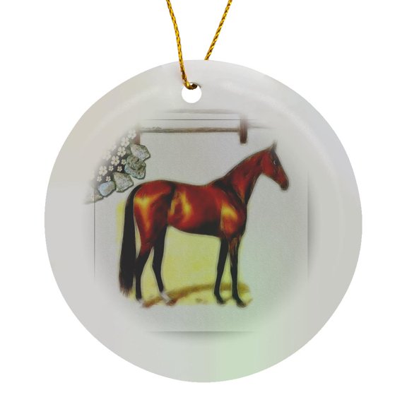 3drose, Thoroughbred Horse, Circle Porcelain Ornament