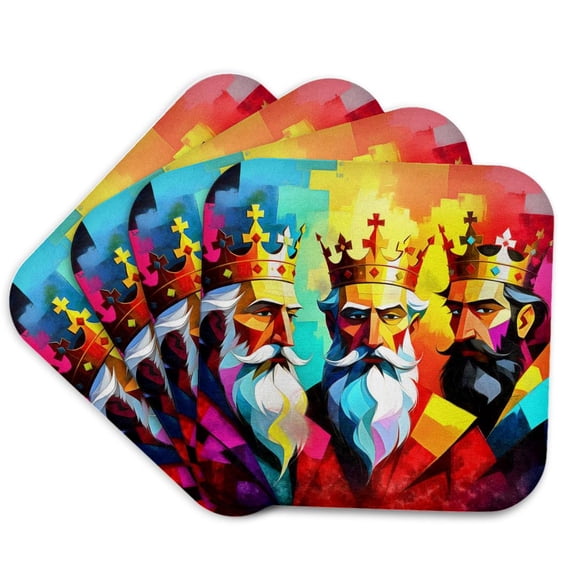 3drose, Three Kings Journey of the Magi and Epihpany Acrylic Painting, Set of 4 Coasters - Soft