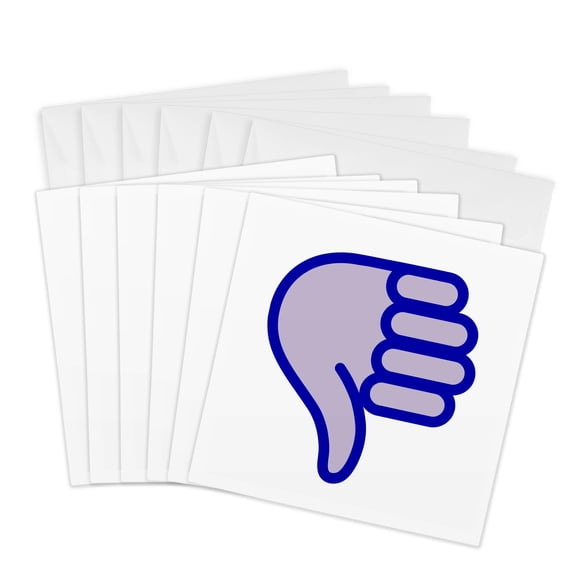 3drose, Thumbs Down, Blue Hand on a White Background, 6 Greeting Cards with Envelopes