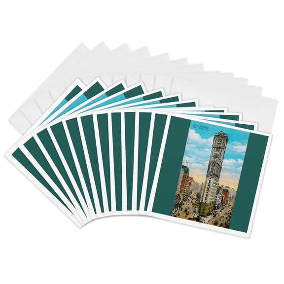 3drose, Times Building New York City Street Scene Postcard Reproduction, 12 Greeting Cards with Envelopes