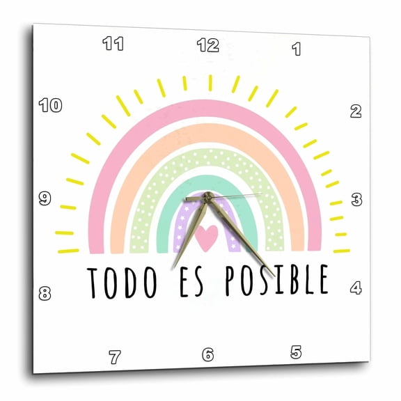 3drose, Todo Es Posible - Inspiring Spanish Quote - Everything Is Possible, 10x10 Wall Clock