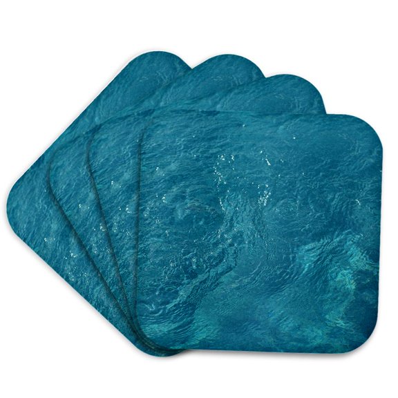 3drose, Top View Photograph of Crystal Clear Pool Water Rippling from Port., Set of 4 Coasters - Soft