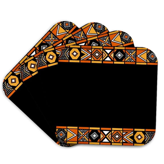 3drose, Traditional African Pattern - Art of Africa Inspired by Zulu Beadwork Geometric Designs - Ethnic, Set of 4 Coasters - Soft