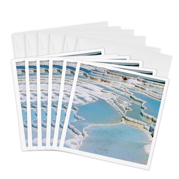 3drose, Travertine Rocks, Ponds, Pamukkale, Turkey-as37 Aka0382 - Ali Kabas, 6 Greeting Cards with Envelopes