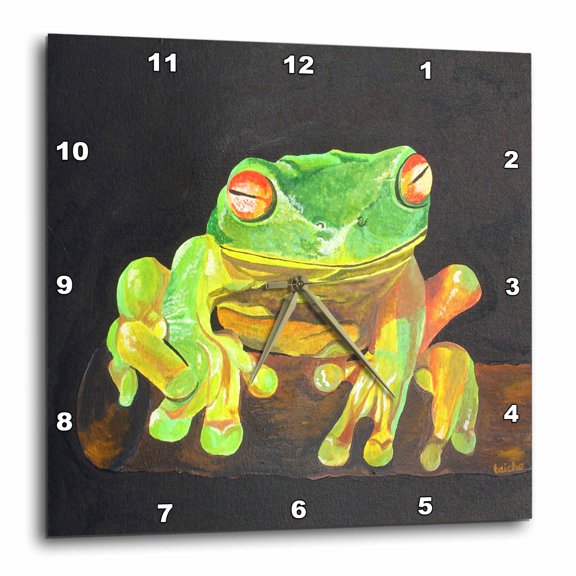 3drose, Tree Frog - Amphibian, Tree Frog, Green Frog, Green Tree Frog, Tree, Animal, Nature, 15x15 Wall Clock