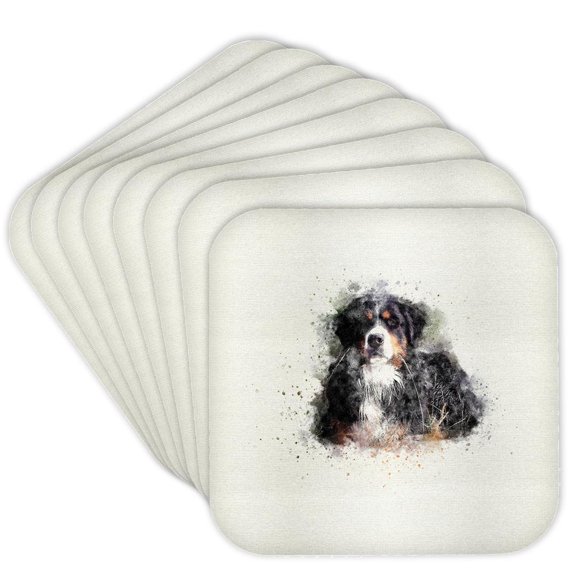 3drose, Trendy Cute Animal Dog Watercolor Illustration-st. Bernard, Set of 8 Coasters - Cork