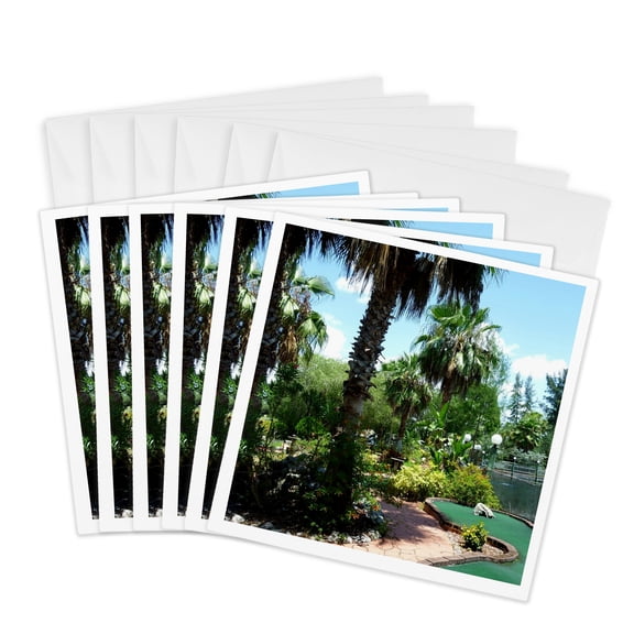 3drose, Tropical Mini Golf, 6 Greeting Cards with Envelopes