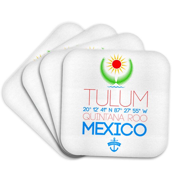 3drose, Tulum, Quintana Roo, Mexico, Beautiful Summer Travel Gift, Set of 4 Coasters - Soft