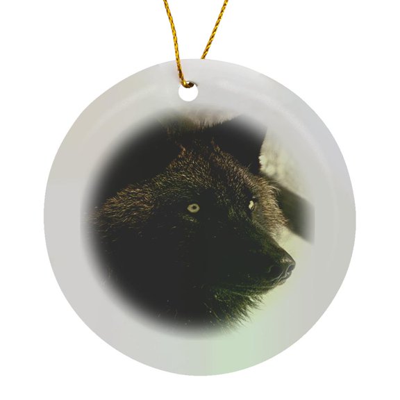 3drose, Tundra Wolf, Circle Porcelain Ornament