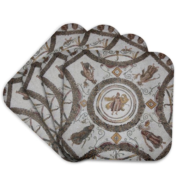 3drose, Tunisia, El Jem, El Jem Museum, Roman-era Mosaic-af47 Wbi0224 - Walter Bibikow, Set of 4 Coasters - Soft