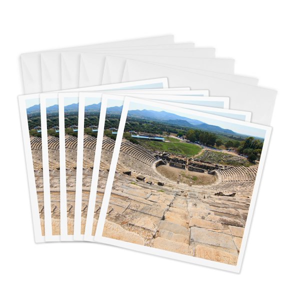 3drose, Turkey, Anatolia, Aydin, Ruins of Miletus, Roman Theater., 6 Greeting Cards with Envelopes