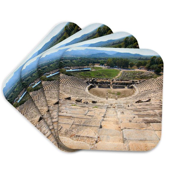 3drose, Turkey, Anatolia, Aydin, Ruins of Miletus, Roman Theater., Set of 4 Coasters - Soft