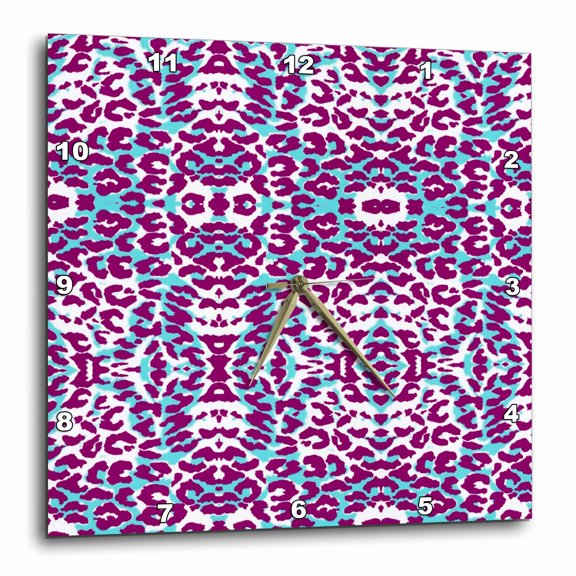 3drose, Turquoise Cheetah, 13x13 Wall Clock