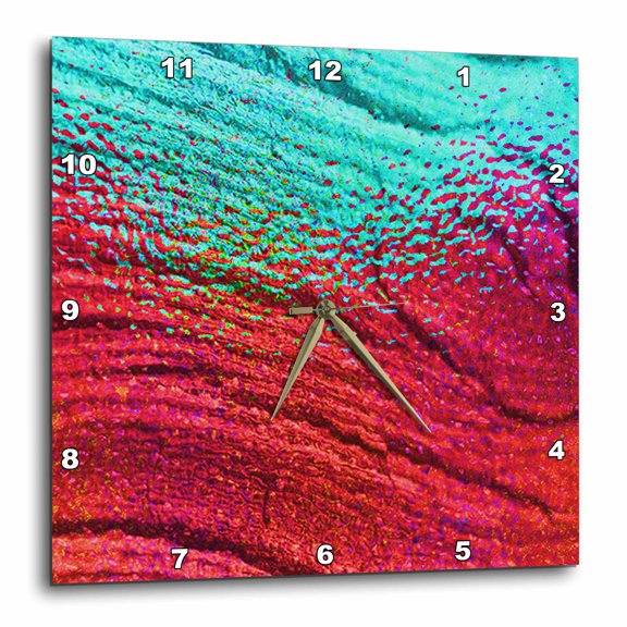 3drose, Turquoise Red Speckled Wood, 13x13 Wall Clock